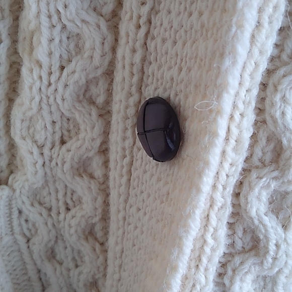 British Wool Cable Knit Cardigan Button Front Sweater Size L Grandpa Sty… - Picture 6 of 11